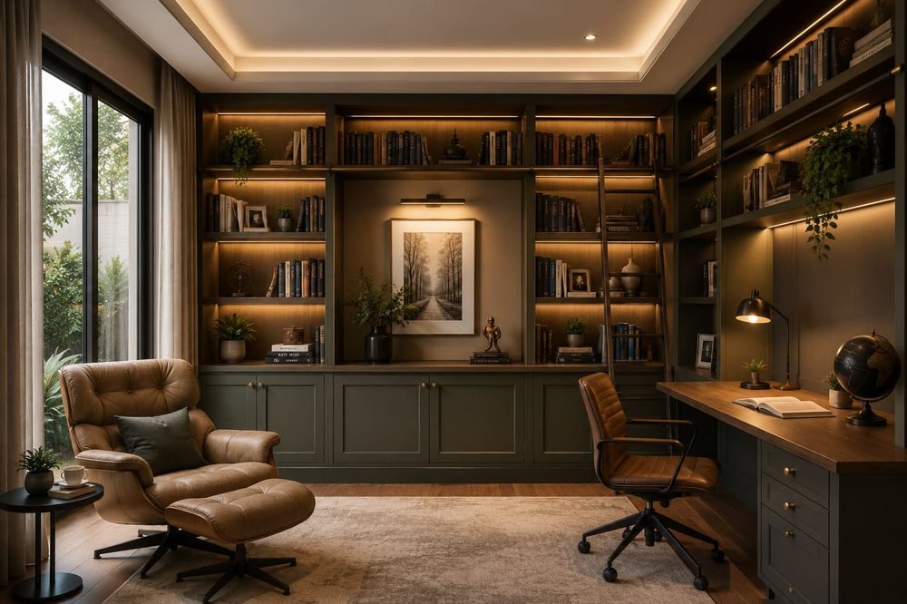 Home library and study project executed by Ram Interior, Mumbai